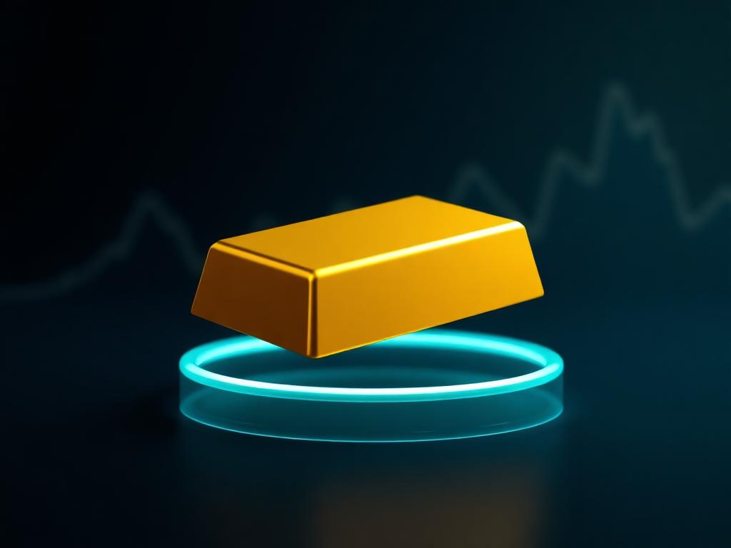 Thỏi vàng 3D với biểu đồ XAUUSD phía sau